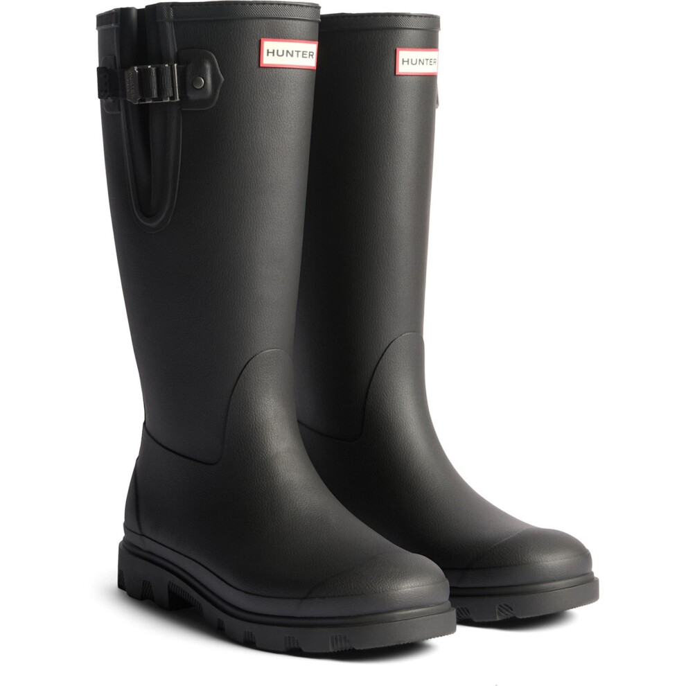 Hunter (Black, 8 (Adults')) Field Downpour Adjustable Boot Rubber Men's Black Wellington Boots