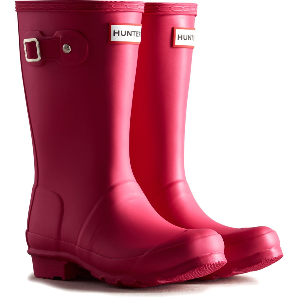 Hunter (Pink, 12 (Adults')) Junior Originals Boot Rubber Kid's Bright Pink Wellington Boots