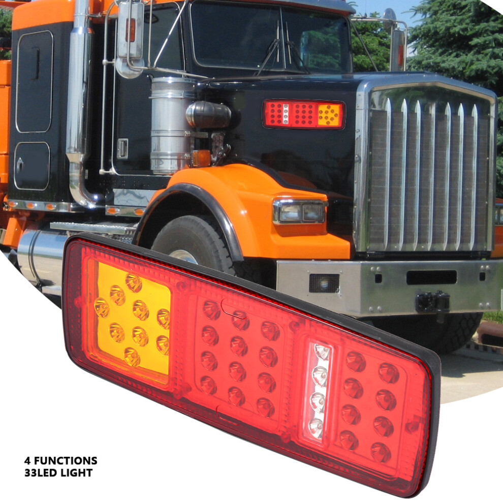 12V Led Trailer Rear Tail Brake Indicator Reverse Lights 33Pcs Bright Red/Amber/White 7891341138285