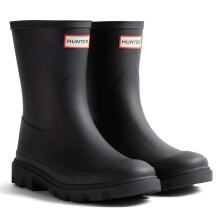 (Black, 7 (Adults')) Hunter Downpour Short Boot Rubber Women's Black Wellington Boots