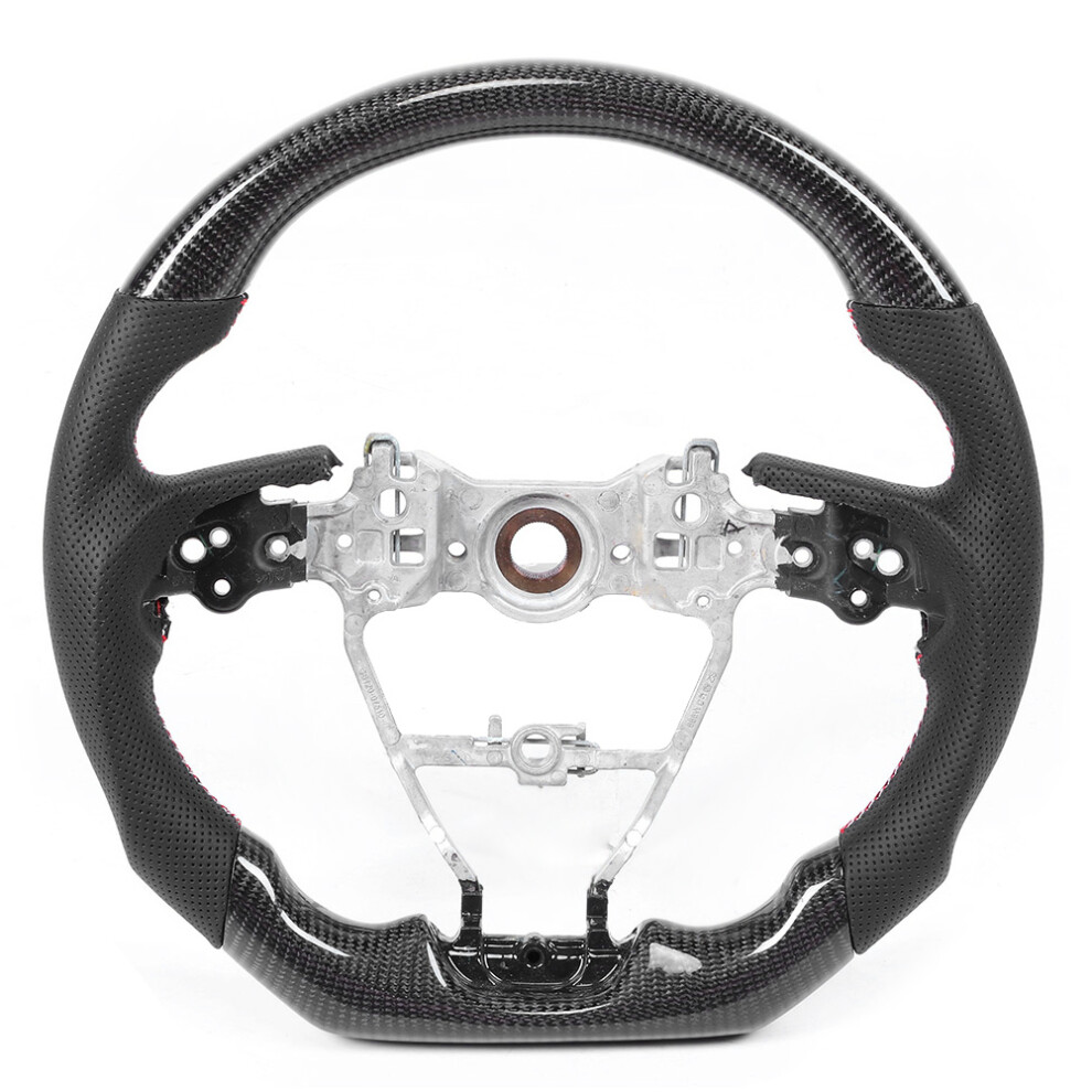 Carbon Fiber Steering Wheel Nappa Preforated Red/White 9121376647413