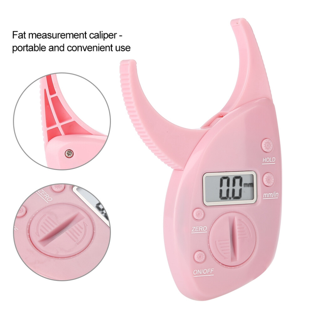 Pink Digital Skinfold Caliper For Body Fat Measurement, 0-50Mm Range