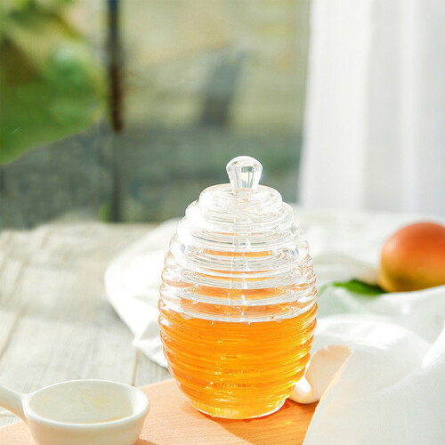 Clear Beehive 265ml Honey Jar with Dripper Stick for Storage & Easy Use 2