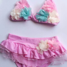 Kinder-Badeanzug für Mädchen, Zweiteiliger Badeanzug mit Blumen, Sommer-Strandausflug, Baby-Bikini, Größe S, 9–12,5 kg