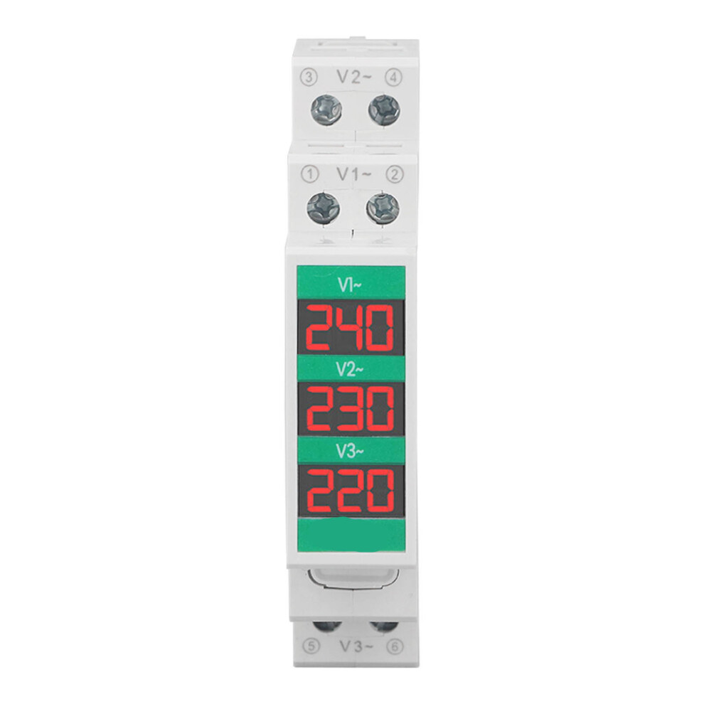 3 Phase Ac Voltmeter Din Rail Mount Lcd Digital 9121376649899
