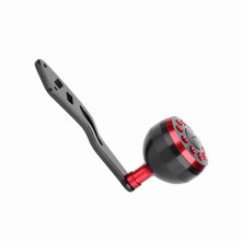 CNC Griff für Fischerrad Schwarz+Rot mit Zubehör Ersatzteile