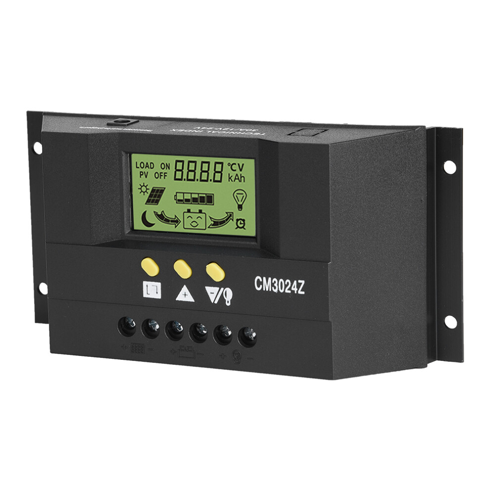 Pwm Solar Panel Charge Controller 12V/24V 30A With Lcd Display, Black 4621341146095