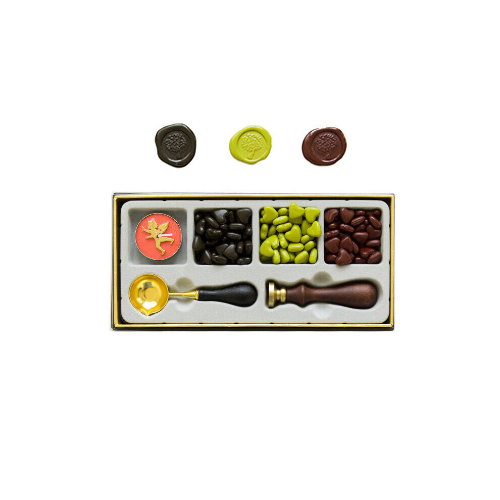 (1) Vintage Lacquer Seal Wax Kit Seal Stamp Wooden Handle DIY Postcard Slogan Lacquer Sealing Tools Set