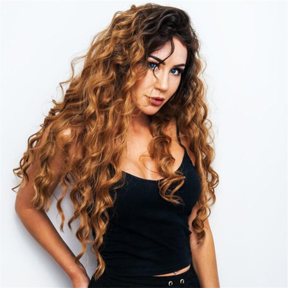 Unisex Brown Women's Long Curly Synthetic Wig Â Heat Resistant & Stylish