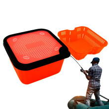 Red Worm Bait Bucket with Inner Frame - Durable Live Bait Storage Box for Fishing Tackle Organization and Easy Access