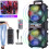 (Black) Portable Bluetooth Speaker System with Dual 6.5" Subwoofers, Wireless Connectivity, LED Lights, Microphone & Remote 10