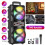 (Black) Portable Bluetooth Speaker System with Dual 6.5" Subwoofers, Wireless Connectivity, LED Lights, Microphone & Remote 1