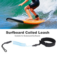 Durable Blue Coiled Spring Surfboard Leash for SUP and Stand Up Paddle Boards