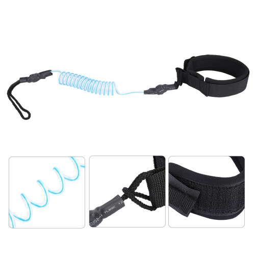 Durable Blue Coiled Spring Surfboard Leash for SUP and Stand Up Paddle Boards 2