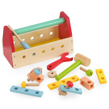 The Magic Toy Shop 17Pcs Wooden Tool Box for Kids Educational Building & Role Play Toys Boys Girls