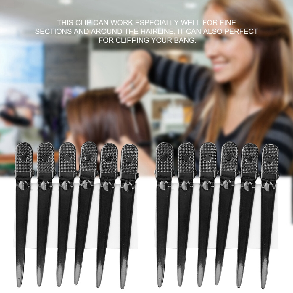 12pcs Hair Styling Clips Kit for Salon, Durable Steel, 9cm Black