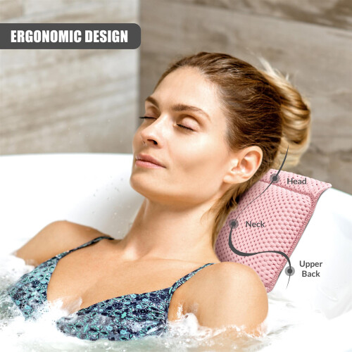 GEEZY GEEZY Bathtub Pillow - Ergonomic Luxury Bath Cushion Quick Dry for Head Neck Support 1