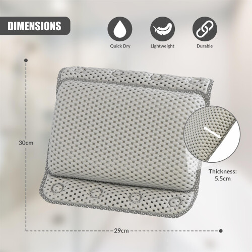 GEEZY GEEZY Bathtub Pillow - Ergonomic Luxury Bath Cushion Quick Dry for Head Neck Support 2