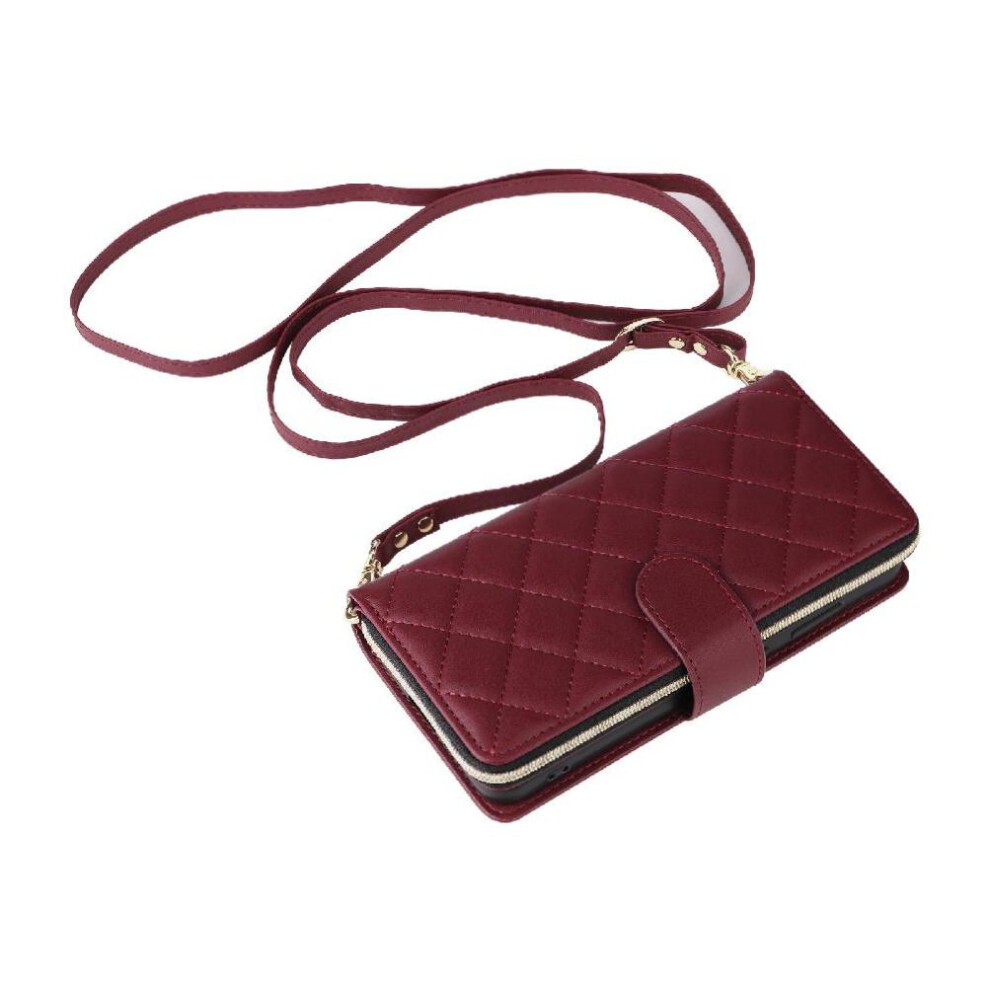 (Red) Wallet Case For Samsung Galaxy S25 Fe Crossbody Strap 9 Card Holder Wrist Strap Magnetic Closure Kickstand Red 764563176670