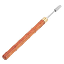 Sandalwood Handle Stainless Steel Edge Dye Roller Pen 160mm Brown