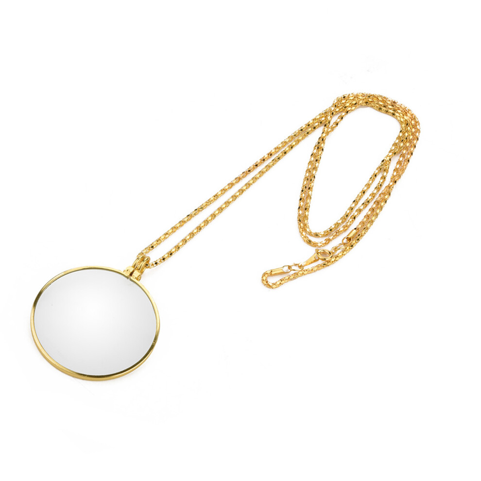 Gold 5X Magnifier Monocle Lens Necklace Magnifying Glass Loupe (Gold) Hot