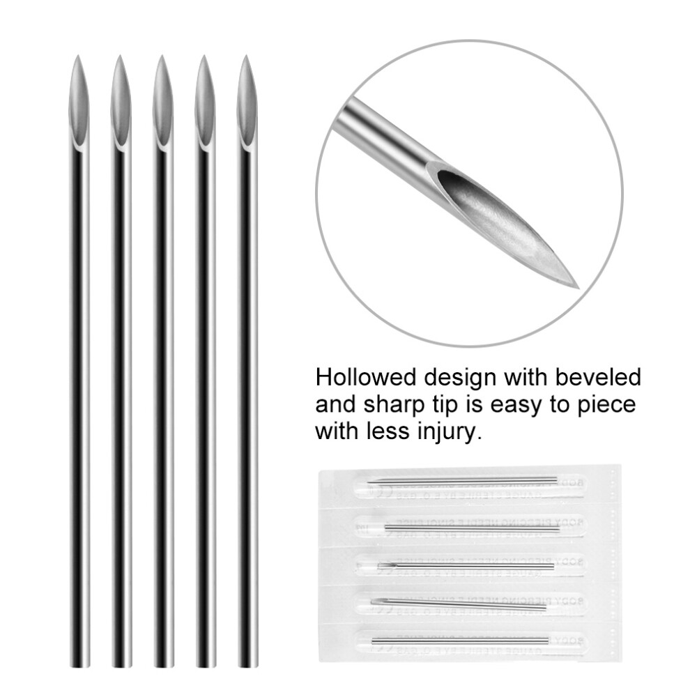 100PCS 17G Sterile Disposable Piercing Needles for Nose Ear Lip Tattoo