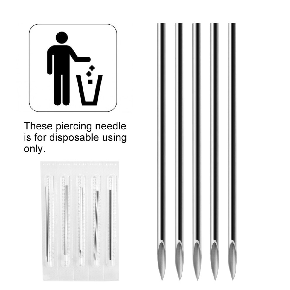 100PCS 18G Disposable Piercing Needles Sterile Stainless Steel Beveled Tips