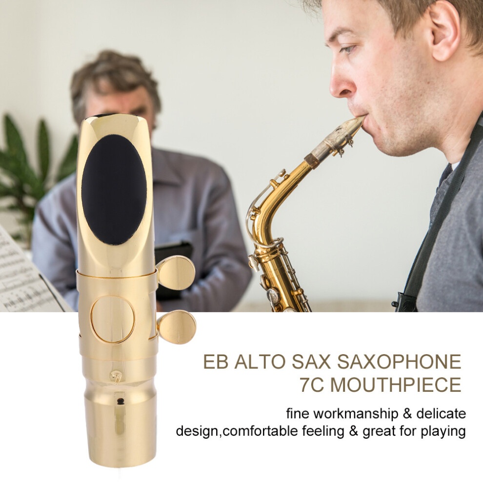Eb Alto Saxophone 7C Mouthpiece with Cap & Pads – Durable Brass, Easy to Install