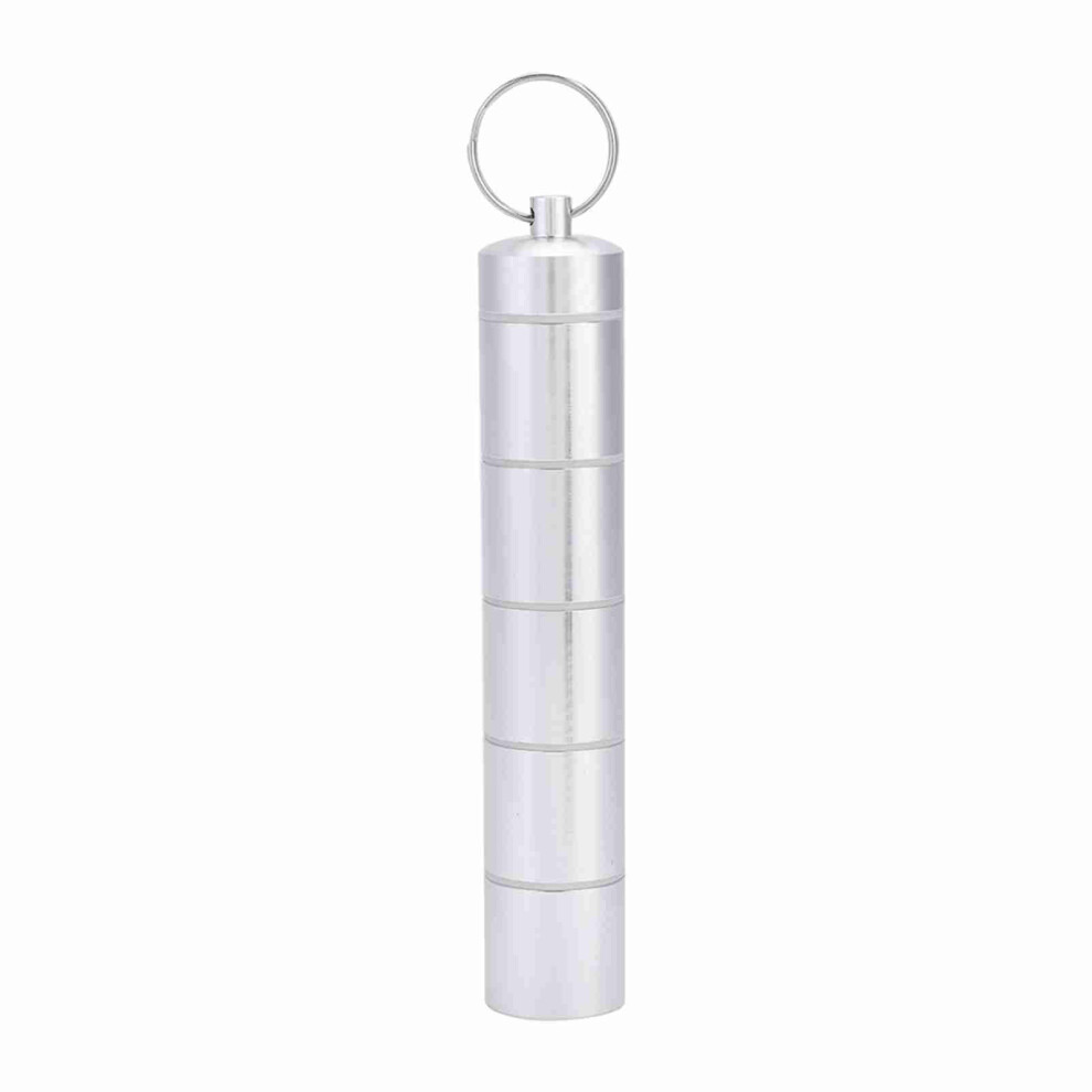 Waterproof Pill Organizer with Key Chain - 6 Aluminum Compartments