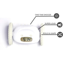 Clocky Wecker auf Rädern Extra für schwere Schläfer Roboter Clockie rollend beweglich springend für Erwachsene und Kinder Schlafzimmer