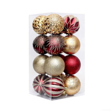Christmas Baubles 16 Pieces 8 cm Plastic Black Gold Red Green Blue Tree Decoration Set for Holiday Home Decor