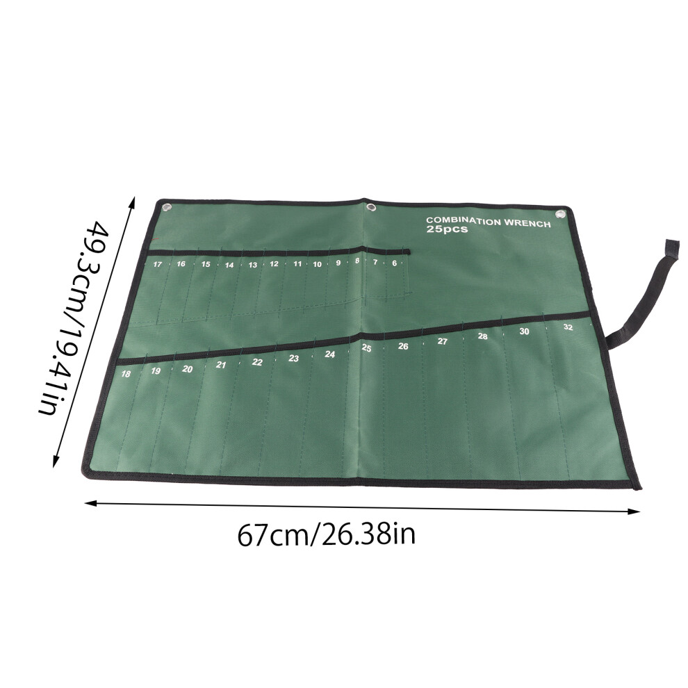 Heavy Duty Canvas Roll Up Tool Organizer 25 Pockets For Wrench & Pliers Storage 4661341167157