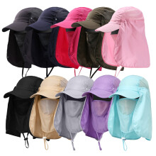 Adjustable Sun Protection Hat with Drawcord Strap for Hiking and Boating