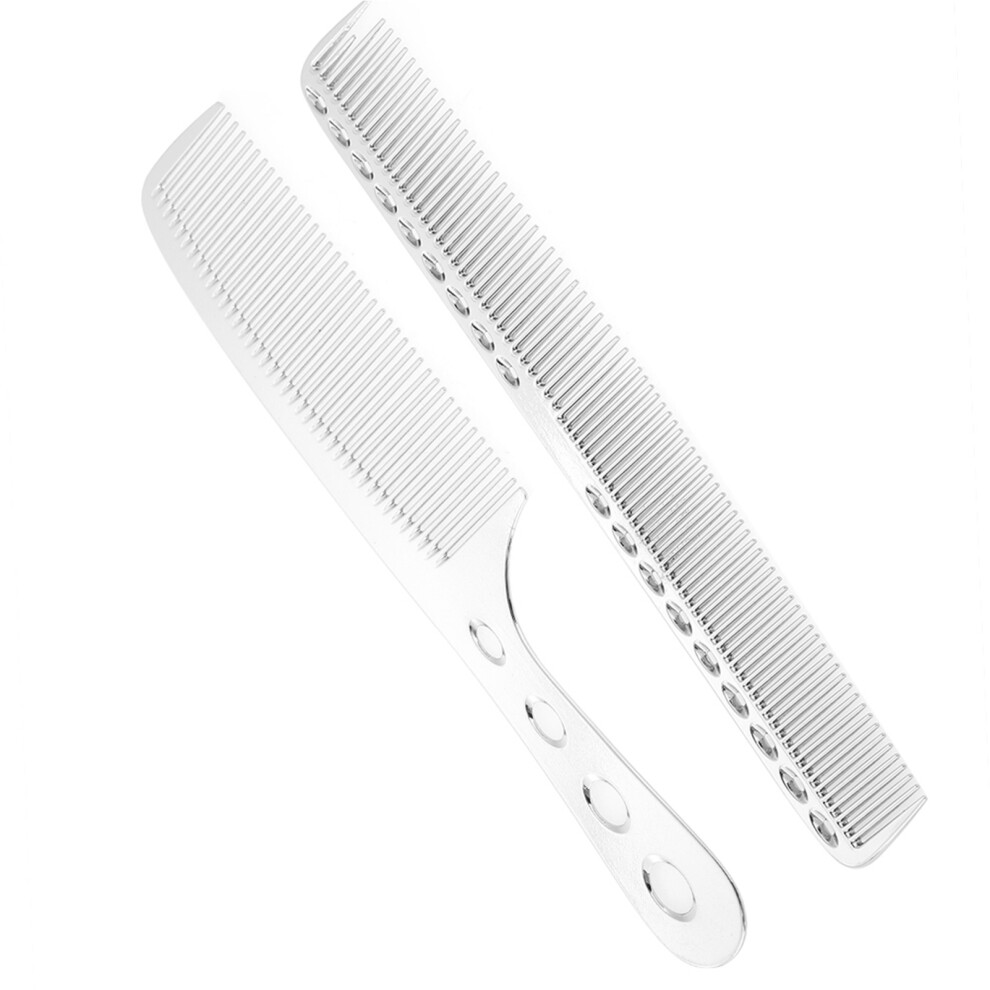2pcs Lightweight Aluminum Stainless Steel Hair Combs Anti Static Sparse Haircut