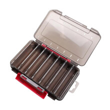 Double-Sided Fishing Bait Storage Box Waterproof Container with Drain Hole 14 Grid Transparent Multifunctional Black