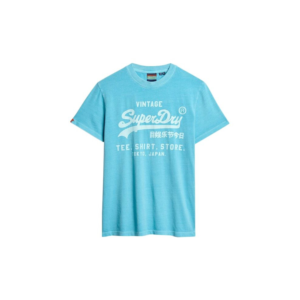 Tee Shirt Superdry Vl Neon Relaxed Tee - Blu Cielo