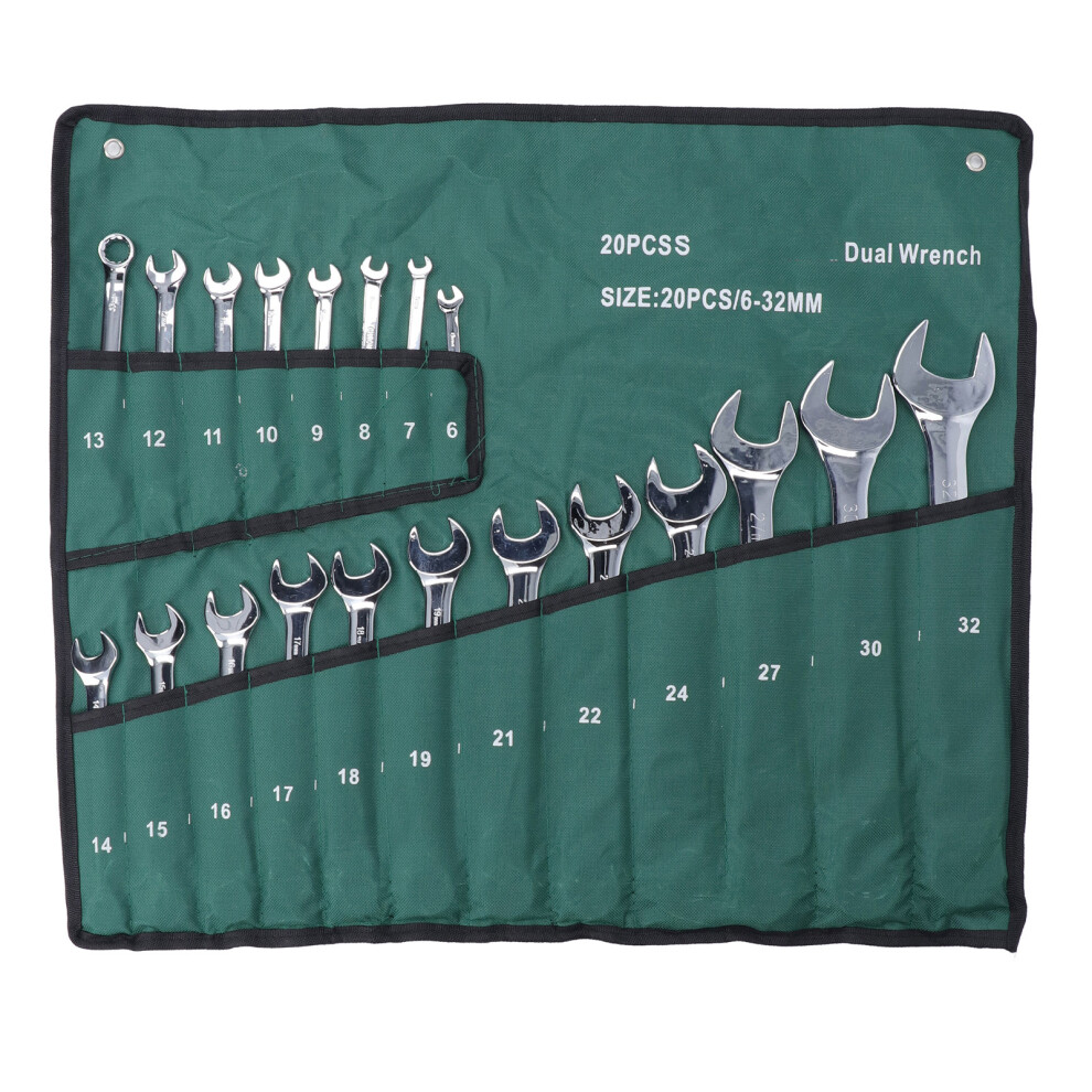 20Pcs Combination Wrench Set Metric CRV Steel