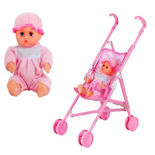 Conjunto de Muñeca bebé con carrito - 36x23x50 cm Plástico + Nylon 1