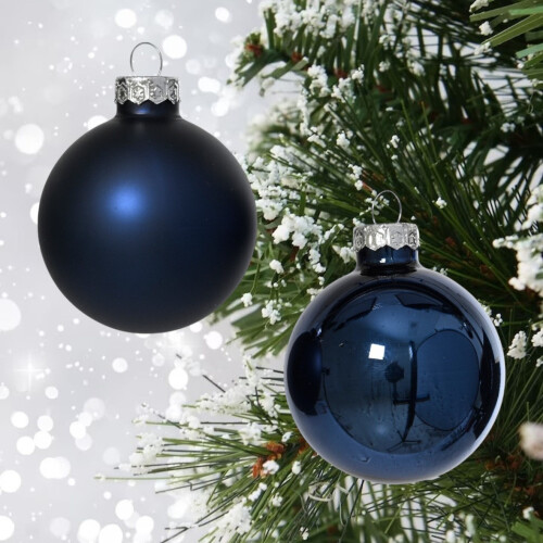10 Night Blue Glass Baubles Christmas Tree Decorations Round Tree 6cm