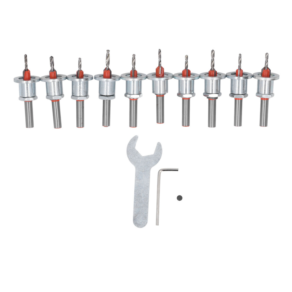 10PCS Countersink Drill Bits Adjustable Stop
