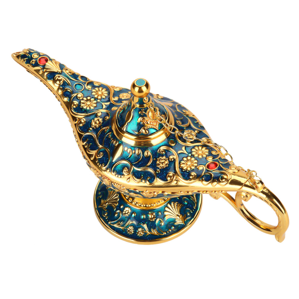 Retro Metal Fairy Tale Aladdin Magic Genie Home Teapot Ornament, 21X11x7cm Gold