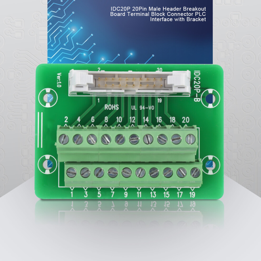 20Pin Idc20p Male Header Breakout Board For Plc & Din Rail Mounting 5021341178970