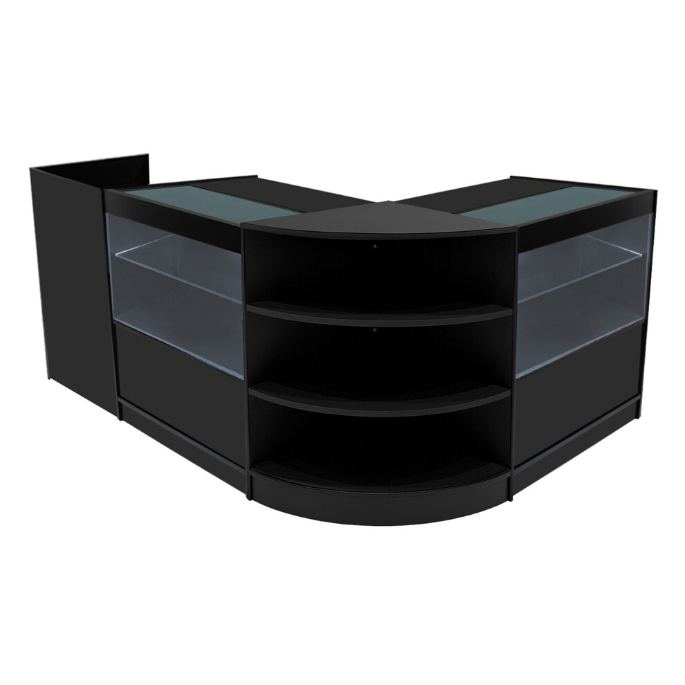 Monstershop (2 X 900Mm W Counters & X 600Mm W Units - ) Shop Counter Set Eclipse Led Lockable Retail Black/Light Size 2