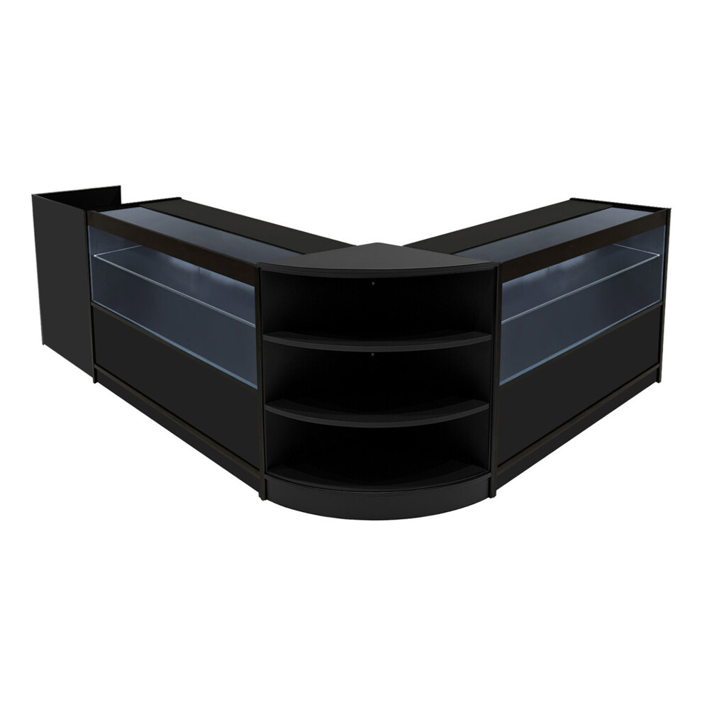 Monstershop (2 X 1200Mm W Counters & X 600Mm W Units - ) Shop Counter Set Eclipse Led Lockable Retail Black/Light Size 2