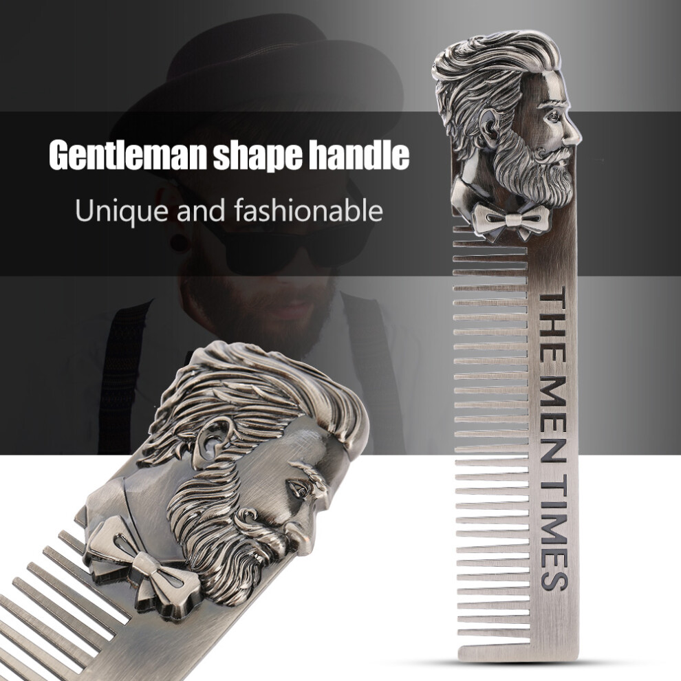 Stainless Steel Portable Beard & Hair Comb 14.8cm Gentleman's Style