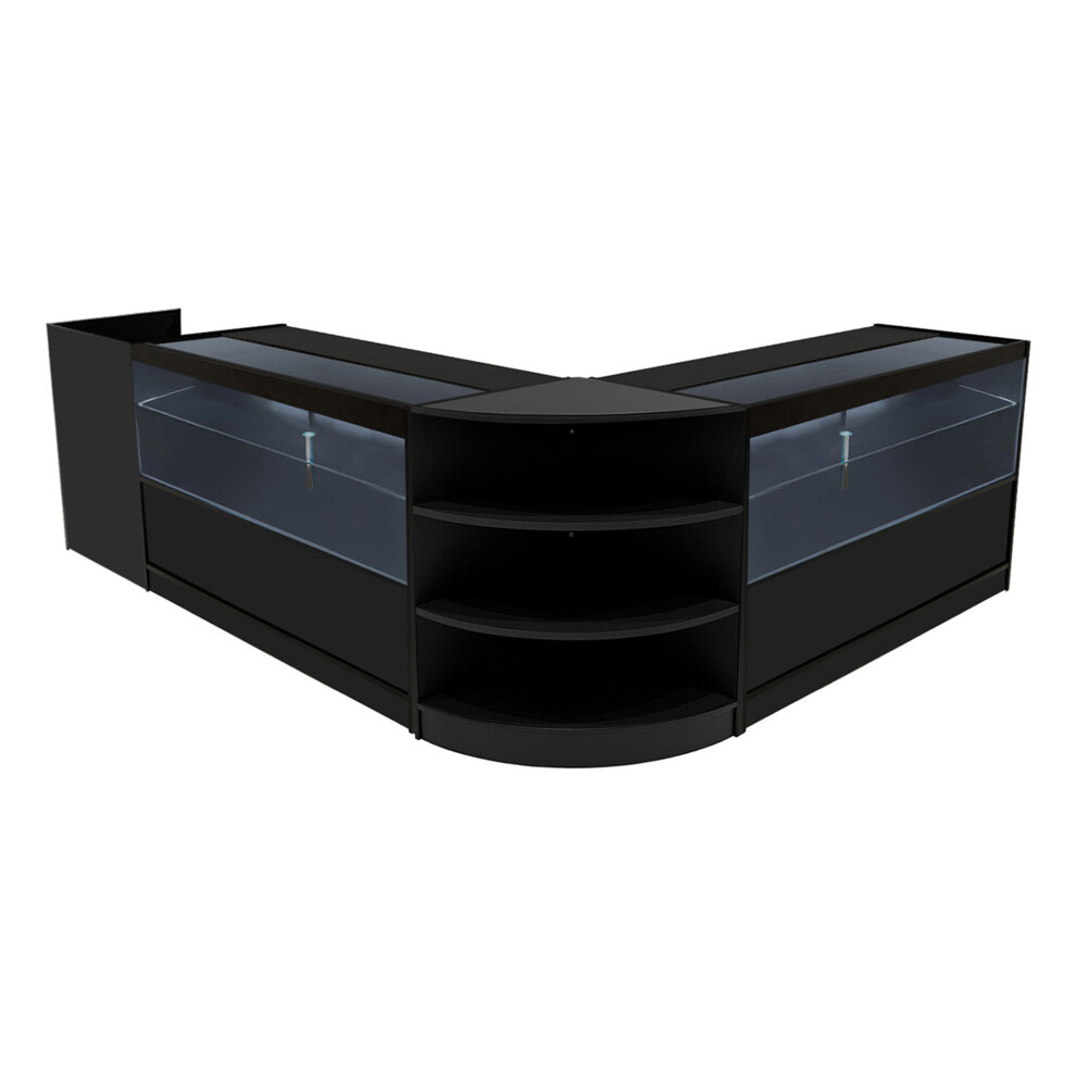 Monstershop (2 X 1500Mm W Counters & X 600Mm W Units - ) Shop Counter Set Eclipse Led Lockable Retail Black/Light Size 2