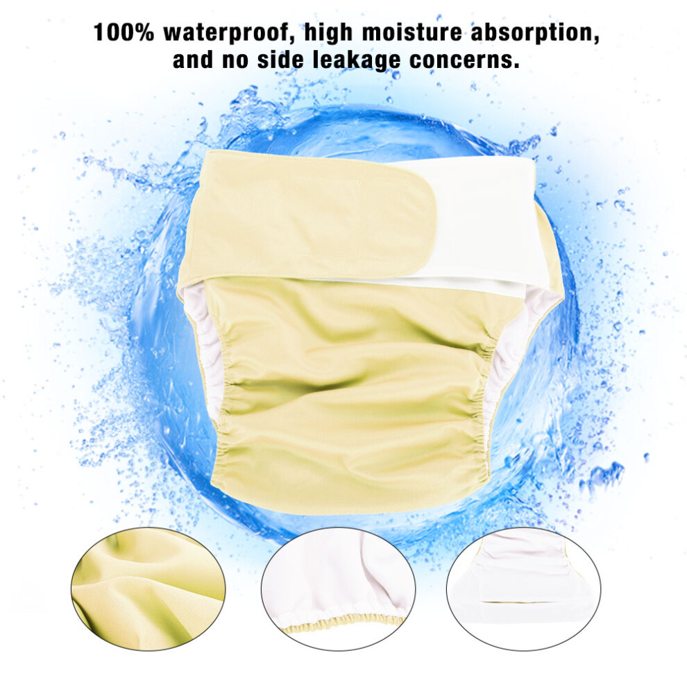 Adult Reusable Washable Cloth Diaper Large Yellow102, Adjustable, Waterproof