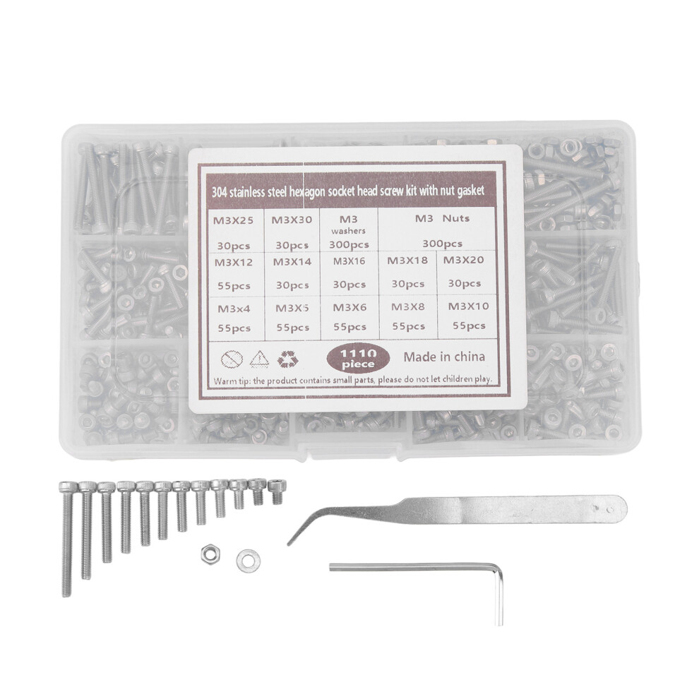 M3 Screw Assortment Kit 304 Stainless Steel Hex