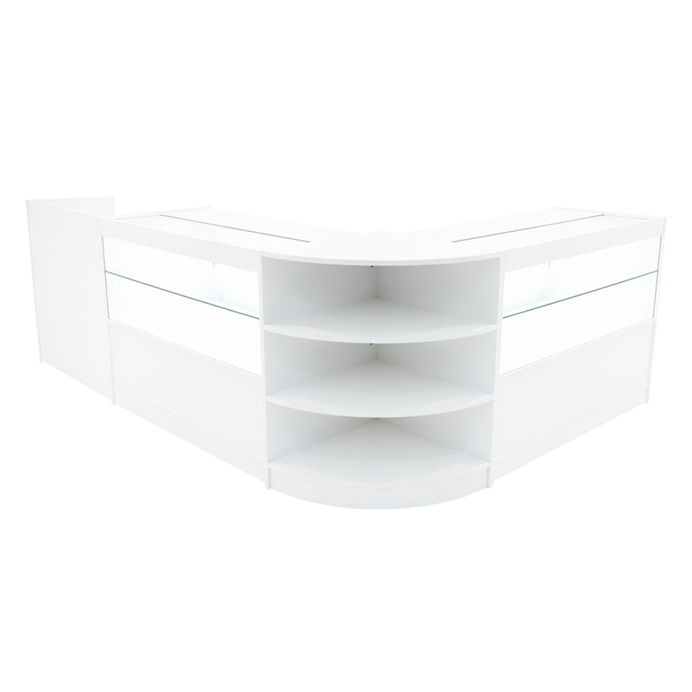 Monstershop (2 X 1200Mm W Counters & X 600Mm W Units - ) Shop Counter Set Eclipse Led Lockable Retail White/Light Size 2