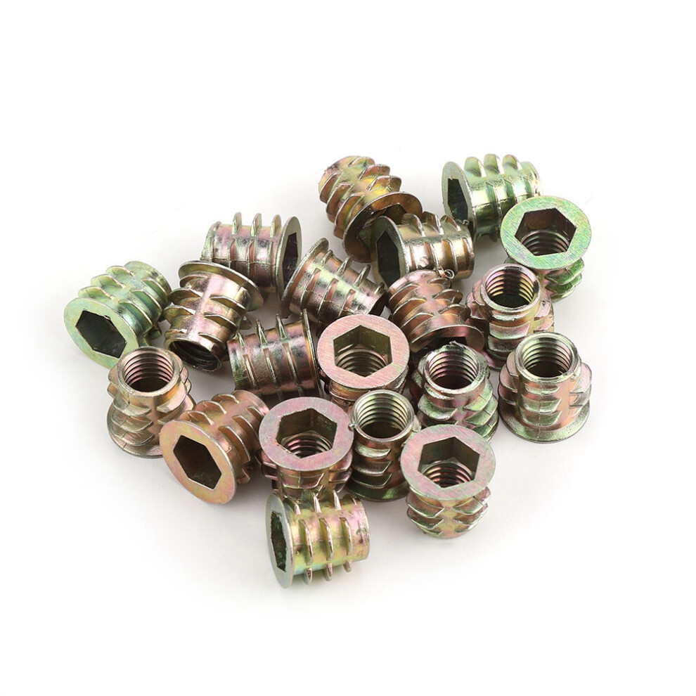 20Pcs M8 Zinc Alloy Hex Drive Nuts For Wood Inserts, 13Mm Length 8071341184058